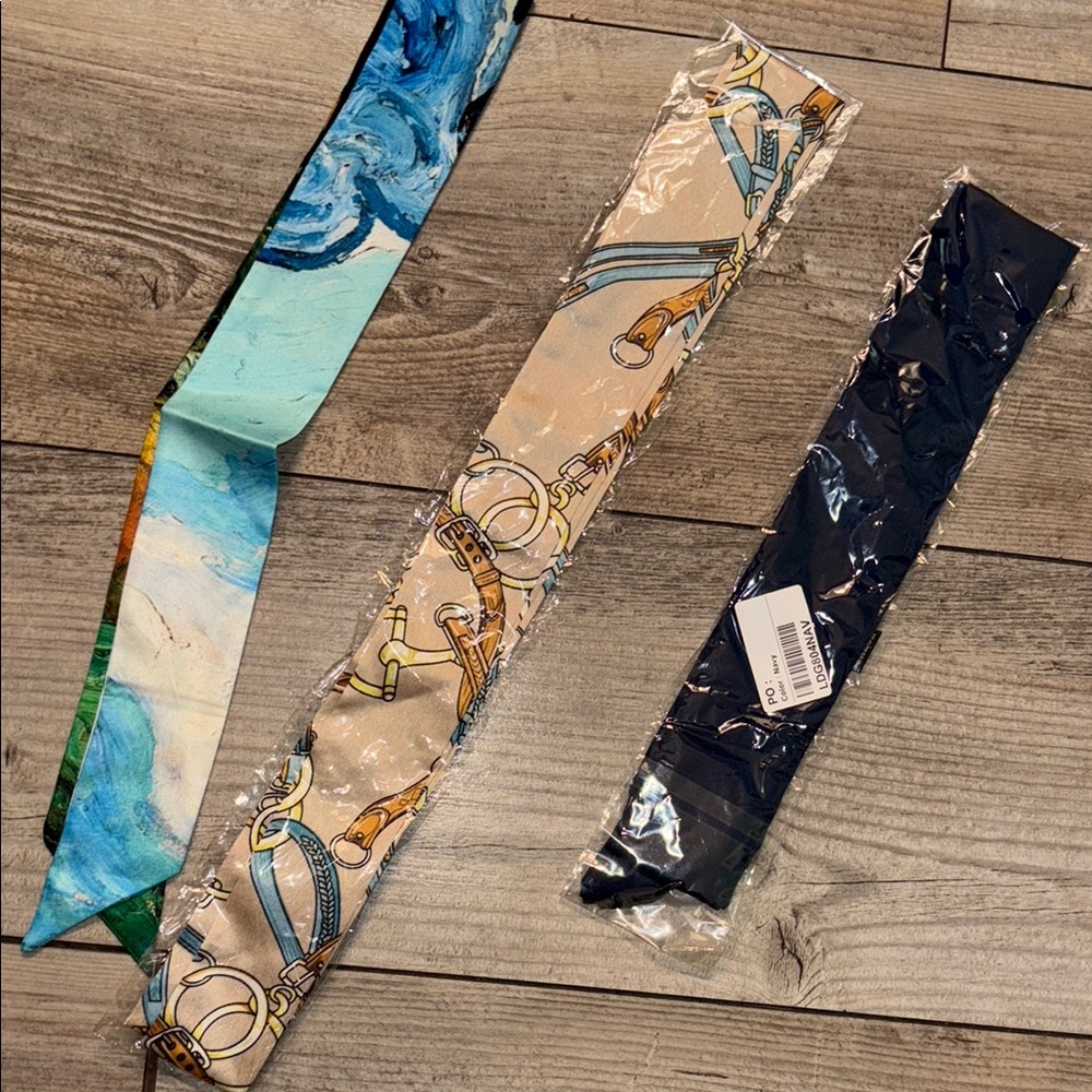 3 Stylish Silk Scarves for Hair Set